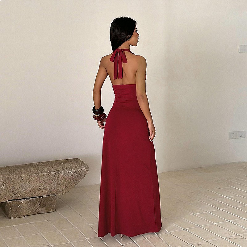Elegant Evening Dress Slit Hal - Maxi Dress Halter recension och pris