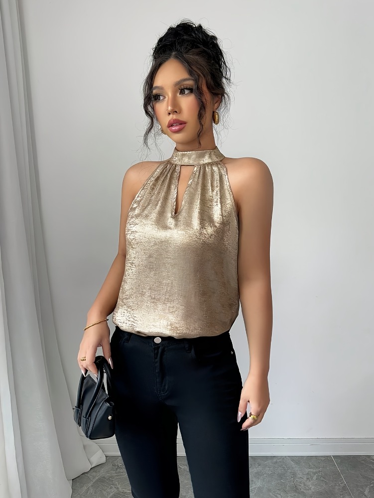Champagne Golden Shiny Glossy  - Blouse Off Shoulder recension och pris