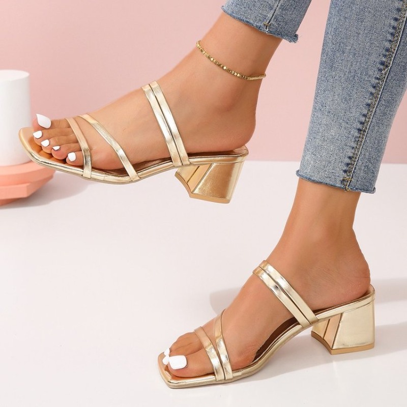 Women's Mules Open Square Toe  - Sandal Strappy Heeled recension och pris